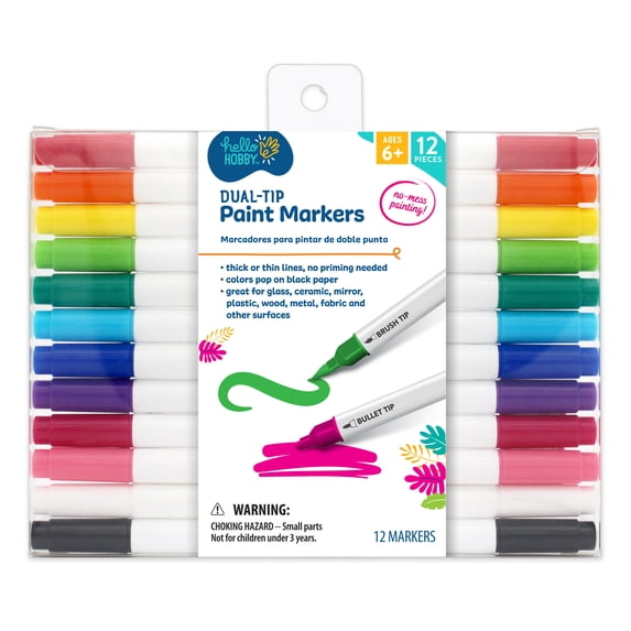 Hello Hobby Detailed Acrylic Paint Marker, 12 Count Classic