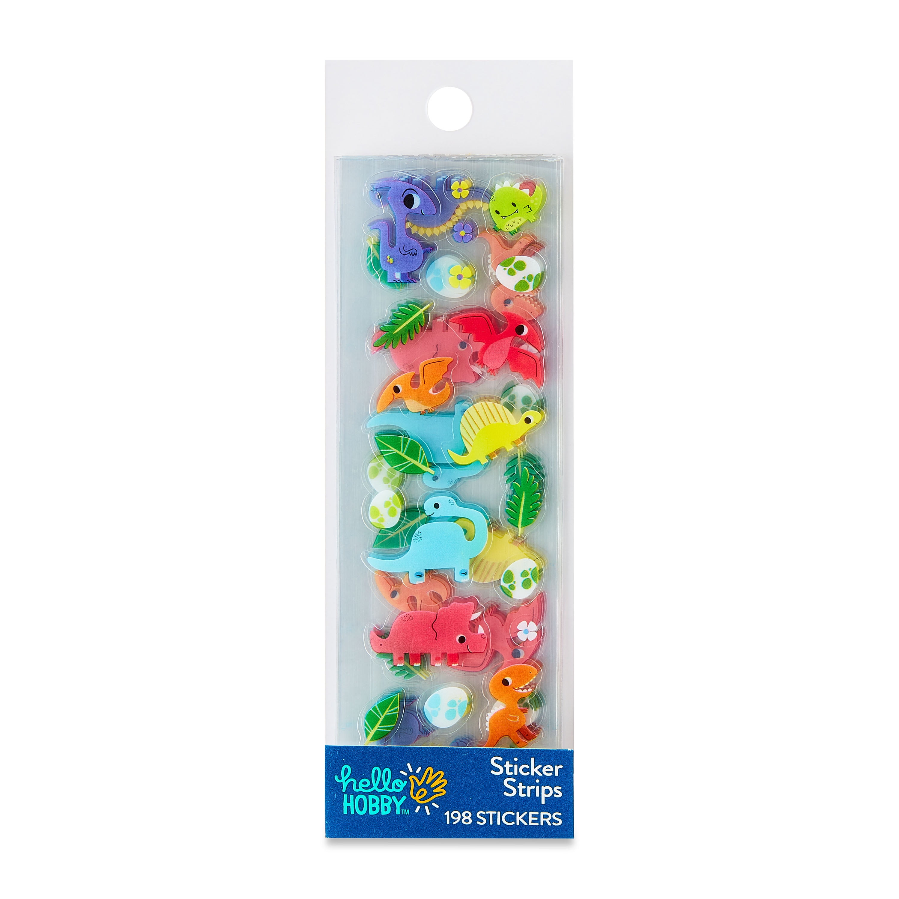Hello Hobby Dinosaur Sticker Strip, Multicolor, Dinosaur Icons, 198 ...