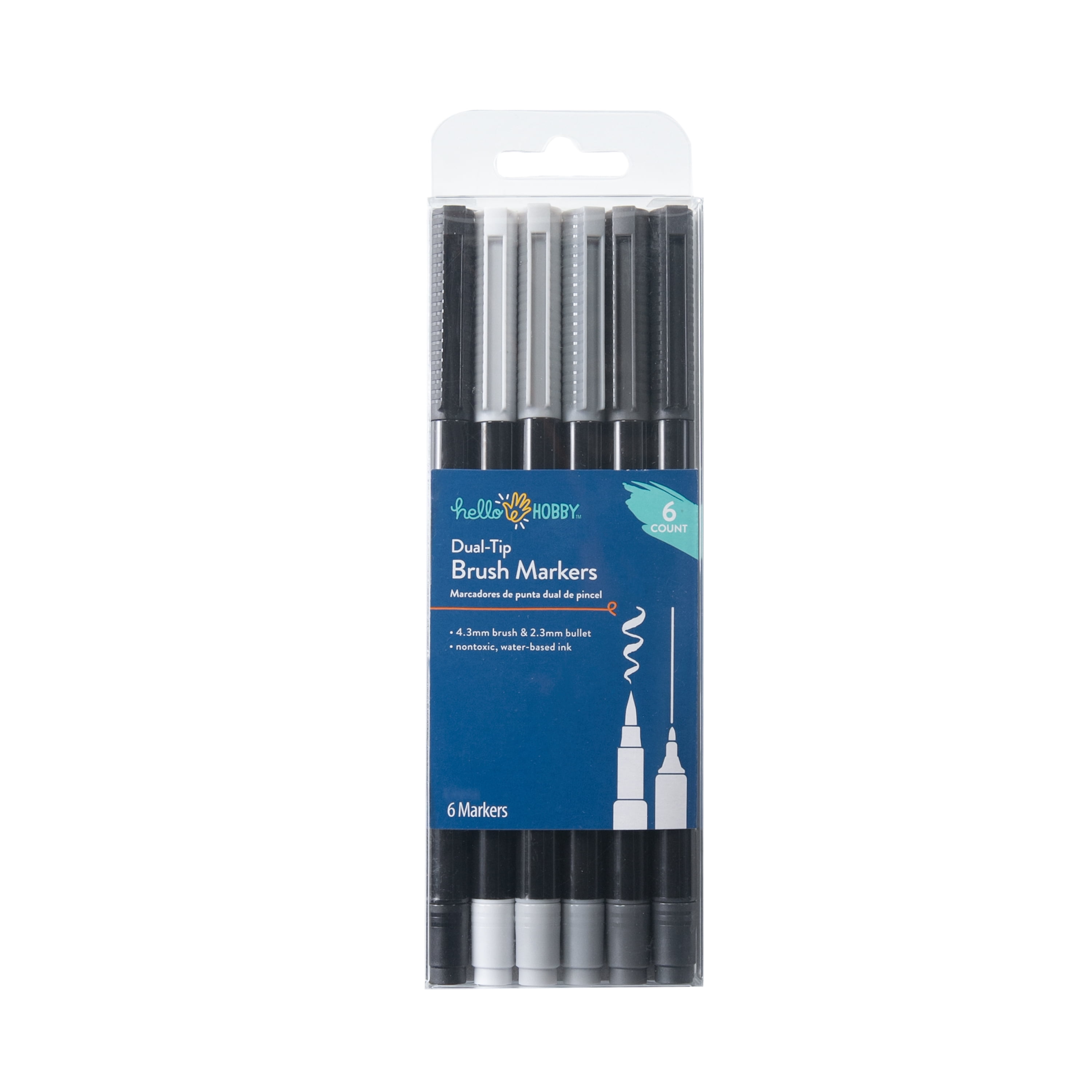 Ohuhu 60 Colors Art Marker Dual Brush Pens, Fine & Brush Tip, Water Based,  Black