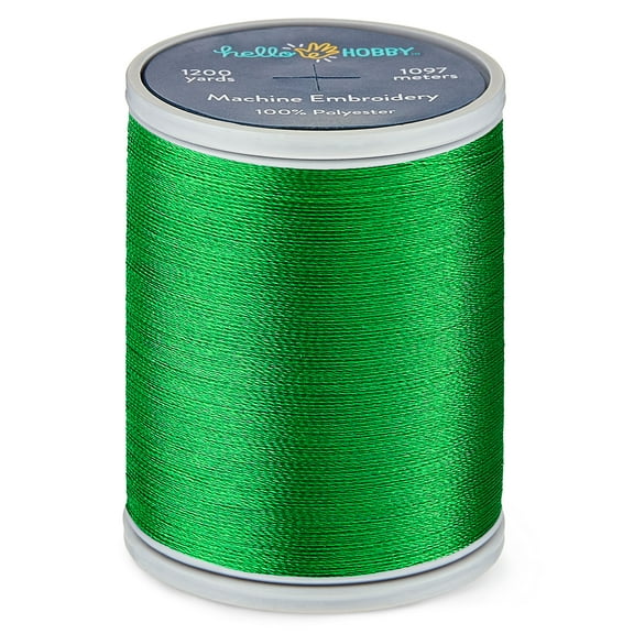 Hello Hobby Emerald Green 100% Polyester Machine Embroidery Thread, 40 WT, 1200 Yards