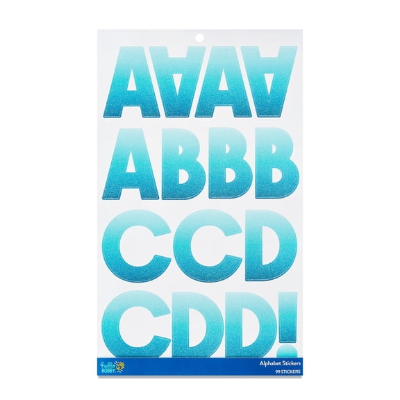 Hello Hobby Extra Large Blue Glitter Alphabet Stickers for Kids, 99 Count