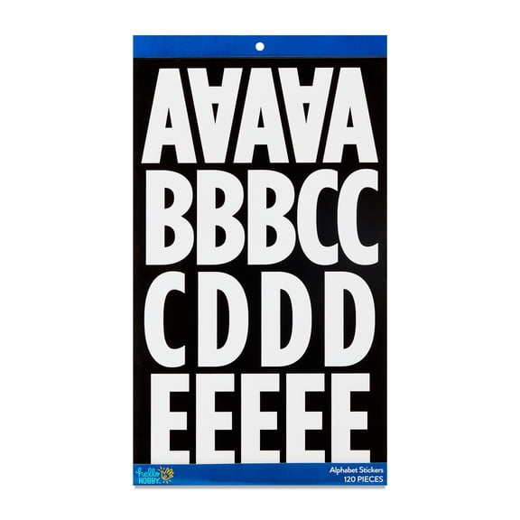 Hello Hobby Extra Large White Sans Serif Alphabet Stickers, 120 Count