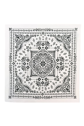 Fashion Cotton Unisex Bandana, White Paisley