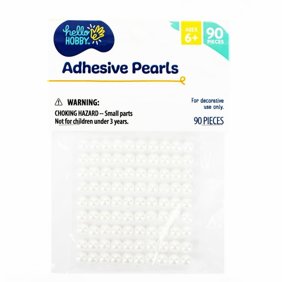 Hello Hobby Faux Pearl Flatback Round Embellishments for Crafts, White, 5mm, 90 Pieces