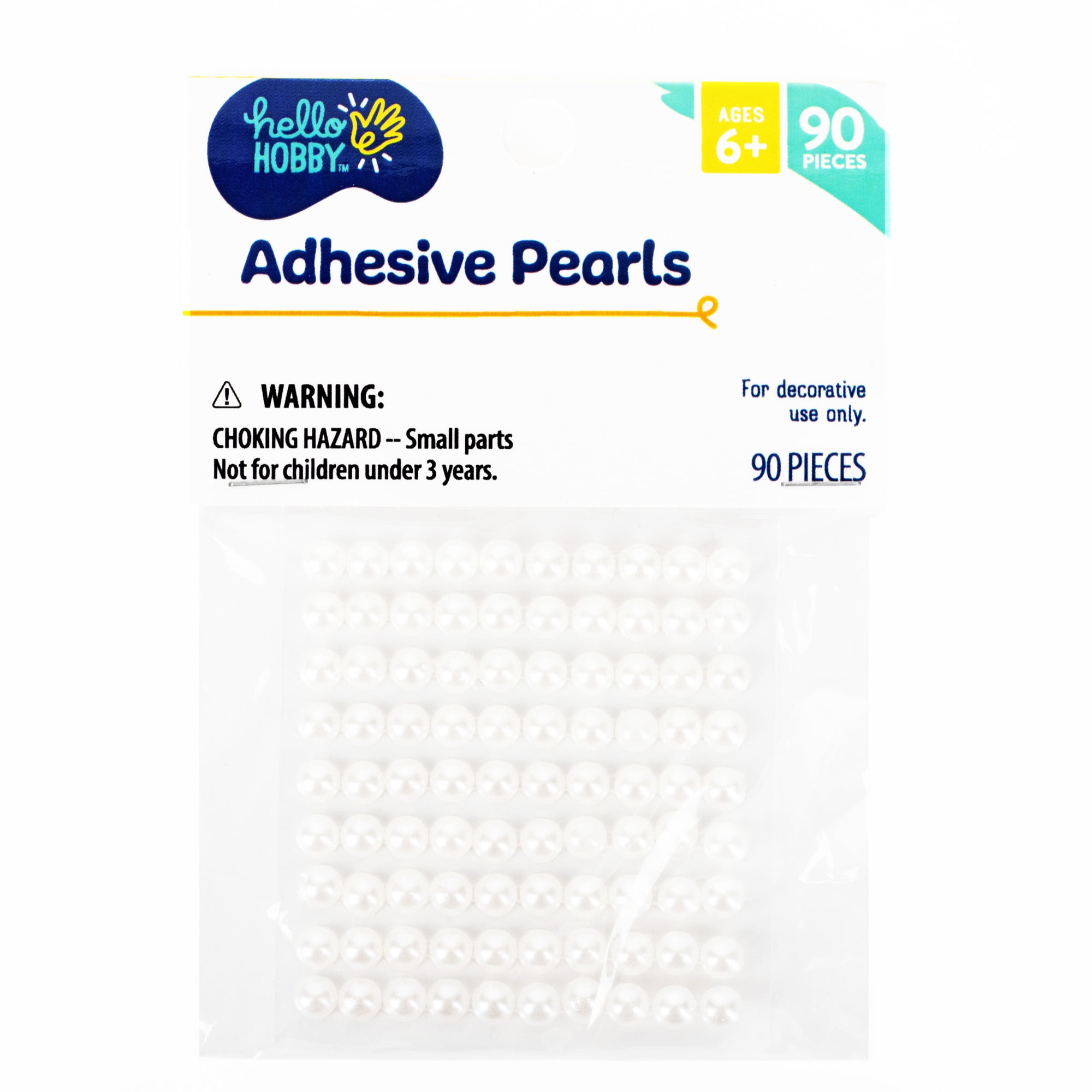 Hello Hobby Faux Pearl Flatback Adhesive Round Gemstones, White, 5 mm