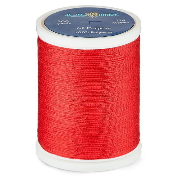 Hello Hobby Flame Red 100% Polyester All Purpose Thread, 300 Yards
