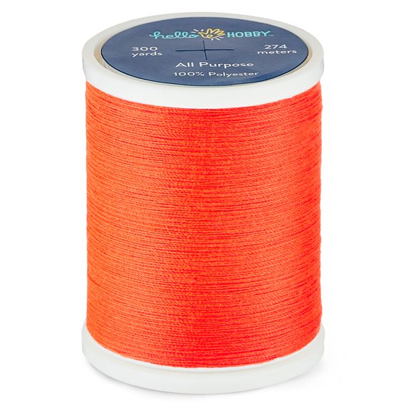 Hello Hobby Flower Orange 100% Polyester All Purpose Thread, 300 Yards