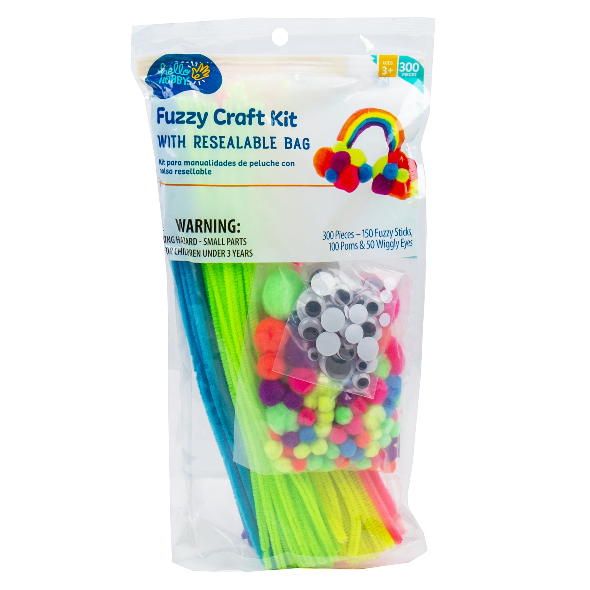 Hello Hobby Fuzzy Craft Kit, Neon, Size: 300 Pack
