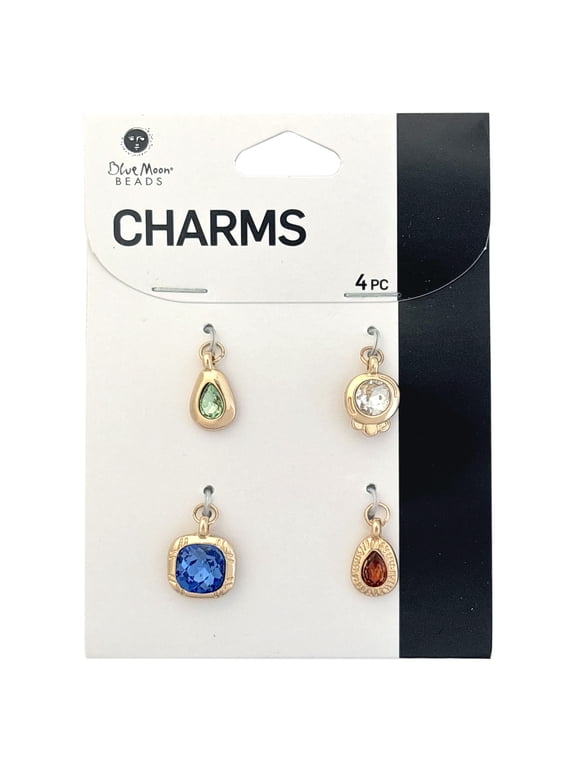Beads Gold Plated Zinc Alloy Gem Charms - 4 Piece