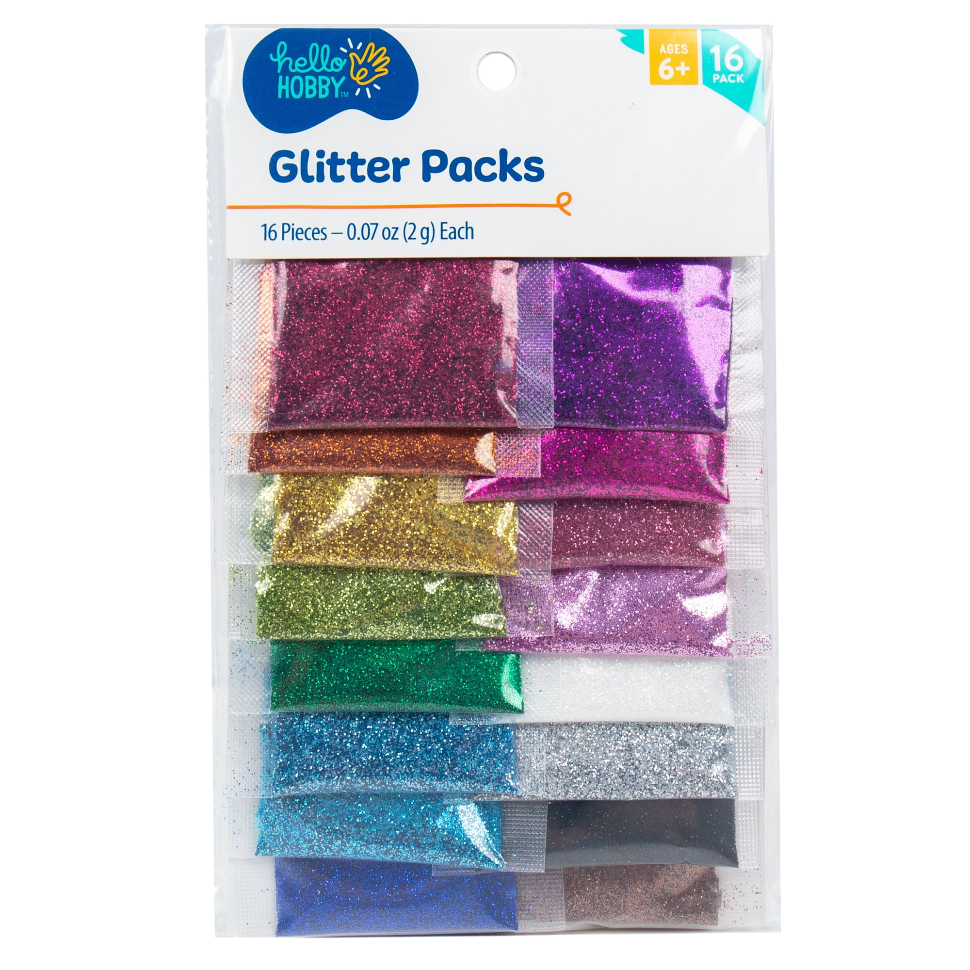 Hello Hobby Glitter Packs, 16-Pack, Boys and Girls, Child, Ages 6+, Size: 16 Pack