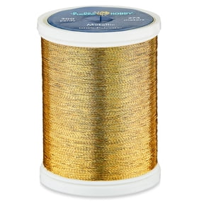 Hello Hobby Gold Metallic 100% Polyester Sewing Thread, 300 Yards