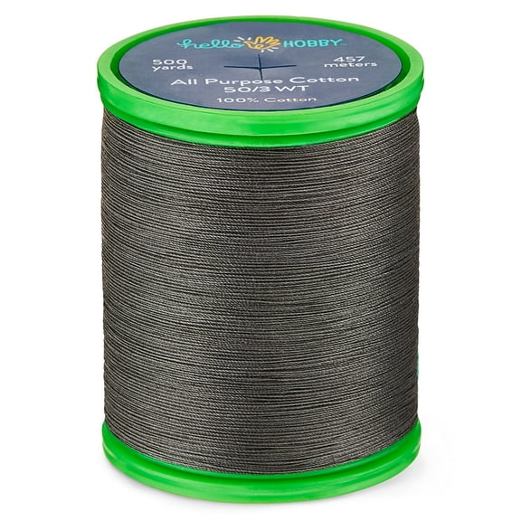 Hello Hobby Gun Metal Silver Pima Cotton Thread All Purpose, 50/3 WT