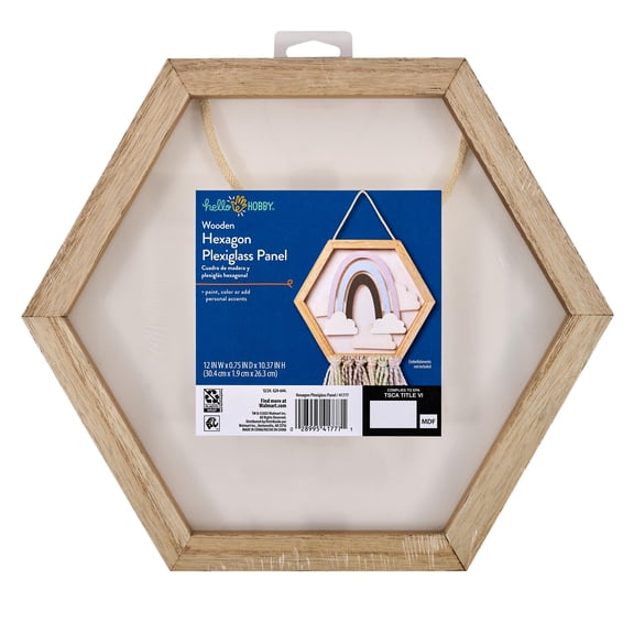 Hello Hobby Hexagon Plexiglass Plaque, 10.39" x 12" x .75"