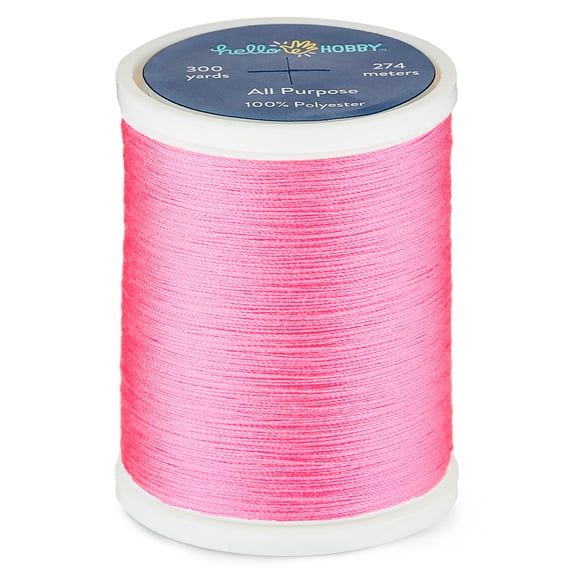 Hello Hobby Hot Pink 100% Polyester All Purpose Thread, 300 Yards