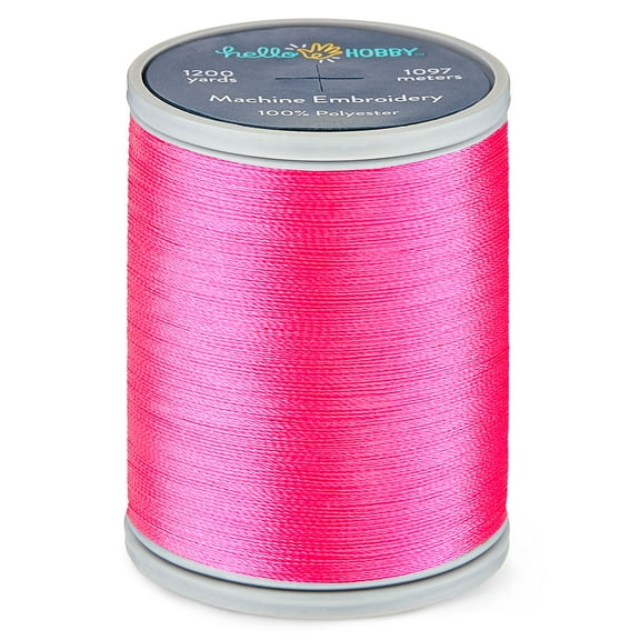 Hello Hobby Hot Pink Polyester Embroidery Thread, 40 WT