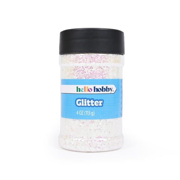 Hello Hobby Iridescent White Craft Glitter, Fine Glitter for Arts and Crafts, 4 oz