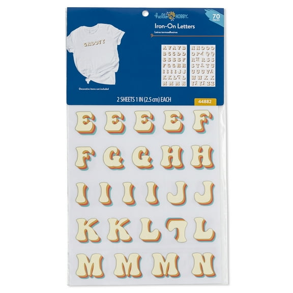 Hello Hobby Iron-on Alphabet Sewing Patches & Appliques, Groovy