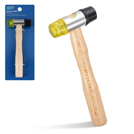Hello Hobby Jewelry Mallet with Wooden Handle – Rubber & Steel Non-Marring Tool for Metal Shaping, Stamping & Crafts