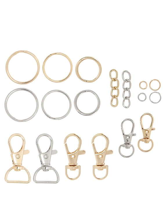175-Piece Keychain Findings Kit with Gold Jewelry Jump Rings