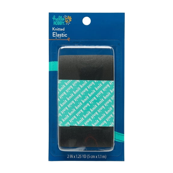 Hello Hobby 2 Inch Black Knit Elastic Band for Sewing and Crafts
