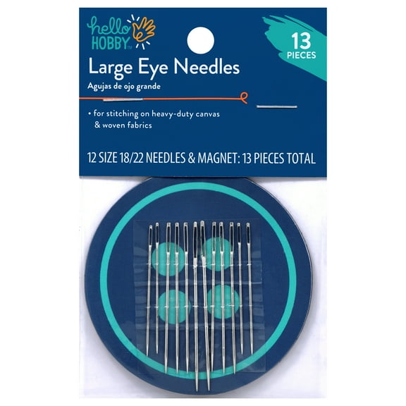 Hello Hobby Large Eye Hand-Sewing Needles with Decorative Magnet, Assorted Sizes, 12 Pieces