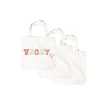 Hello Hobby, Large White Canvas Open Tote Bag with Straps, 3-Pack, 13.5” x 13.5” x 3.5”