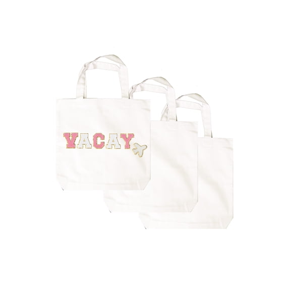 Hello Hobby Large White Canvas Open Tote Bags with Straps, 3 Pack