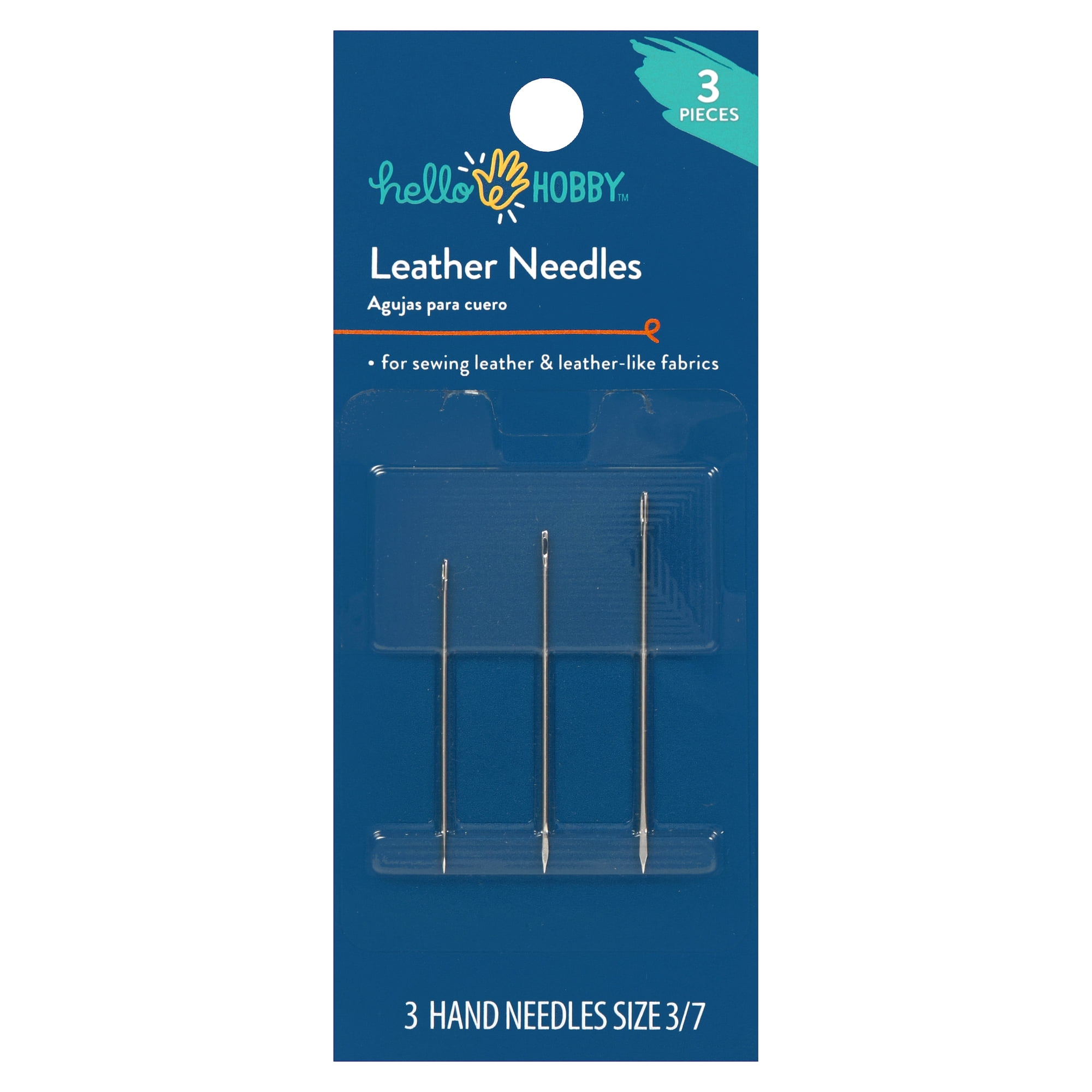 Hello Hobby Leather Steel Hand-Sewing Needles, Sizes 3/7, 3 Pieces