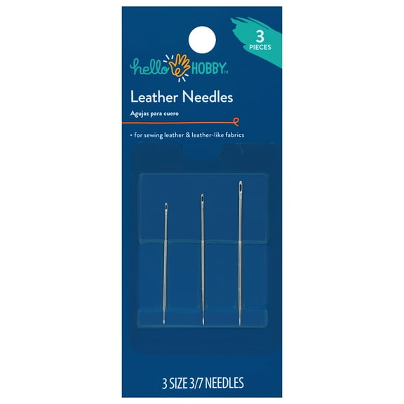 Hello Hobby Leather Steel Hand-Sewing Needles, Sizes 3/7, 3 Pieces