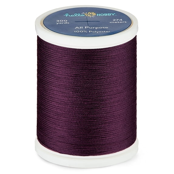 Hello Hobby Light Aubergine Purple 100% Polyester All Purpose Thread, 300 Yards