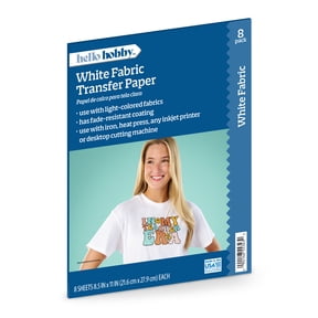 Hello Hobby Light Fabric Transfer Paper, Inkjet Printable, 8.5" x 11", 8 Sheets