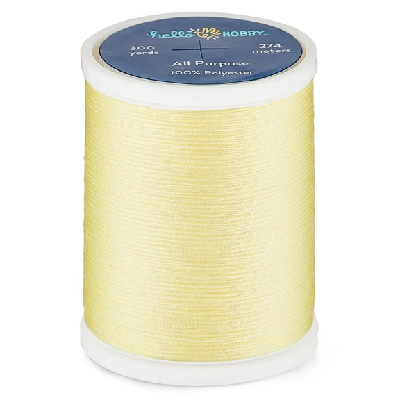 Hello Hobby Light Yellow 100% Polyester All Purpose Thread, 300 Yards