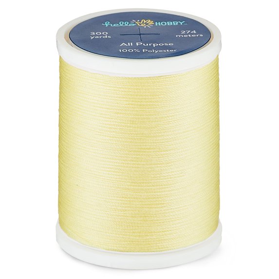 Hello Hobby Light Yellow 100% Polyester All Purpose Thread, 300 Yards