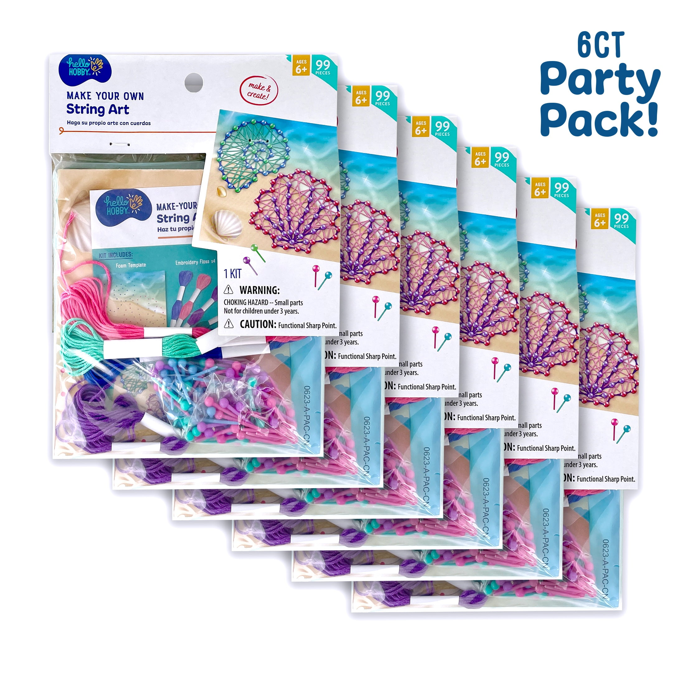 Hello Hobby Make Your Own String Art, Child Craft Kit, 6 Kits