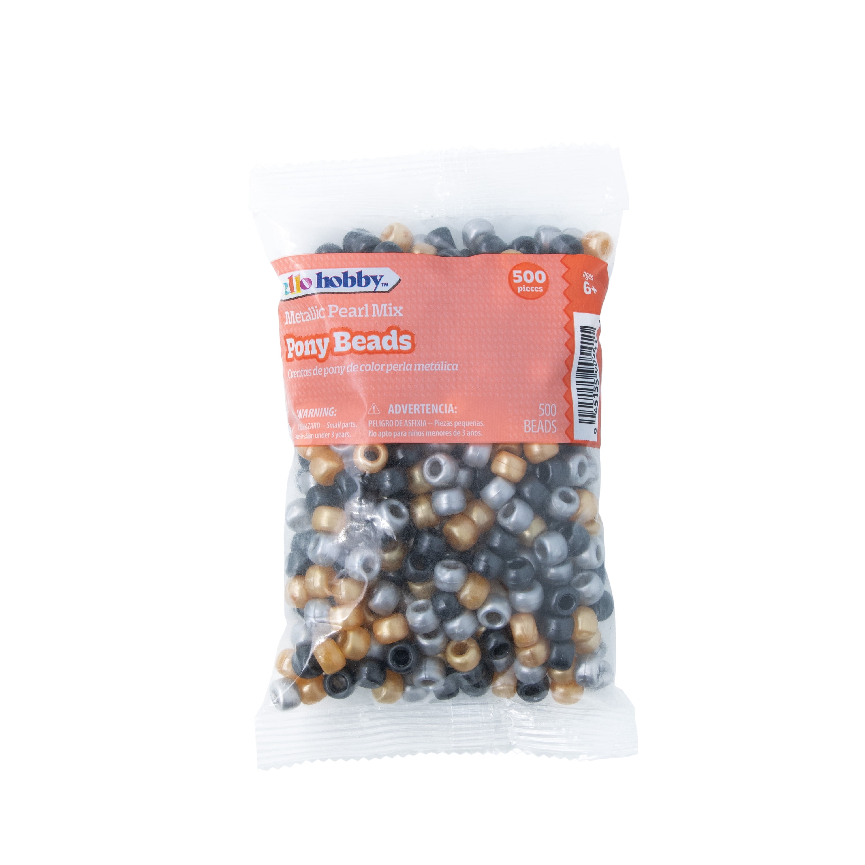 Hello Hobby Metallic Pearl Pony Bead Multi 500 Plastic Beads