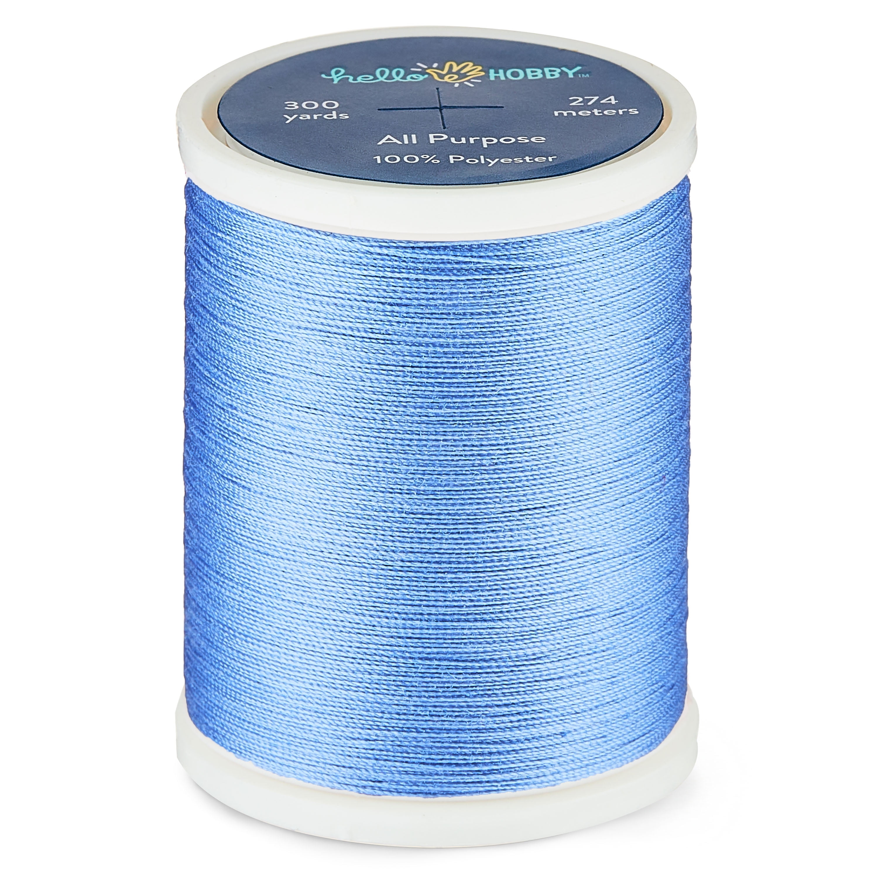 Hello Hobby Mid Blue 100% Polyester All Purpose Thread, 300 Yards