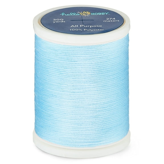 Hello Hobby Mid Ice Blue 100% Polyester All Purpose Thread, 300 Yards