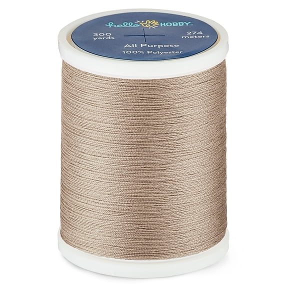 Hello Hobby Mid Sand Beige 100% Polyester All Purpose Thread, 300 Yards
