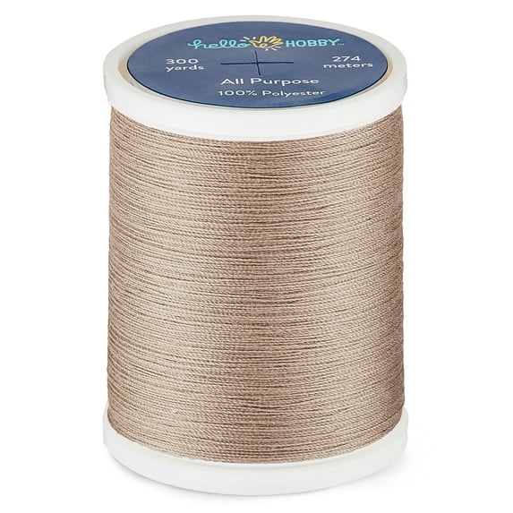 Hello Hobby Mid Sand Beige 100% Polyester All Purpose Thread, 300 Yards