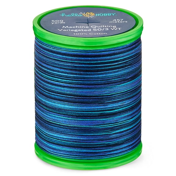 Hello Hobby Midnight Blue 100% Pima Cotton All Purpose Thread, 50/3 WT, 500 Yards