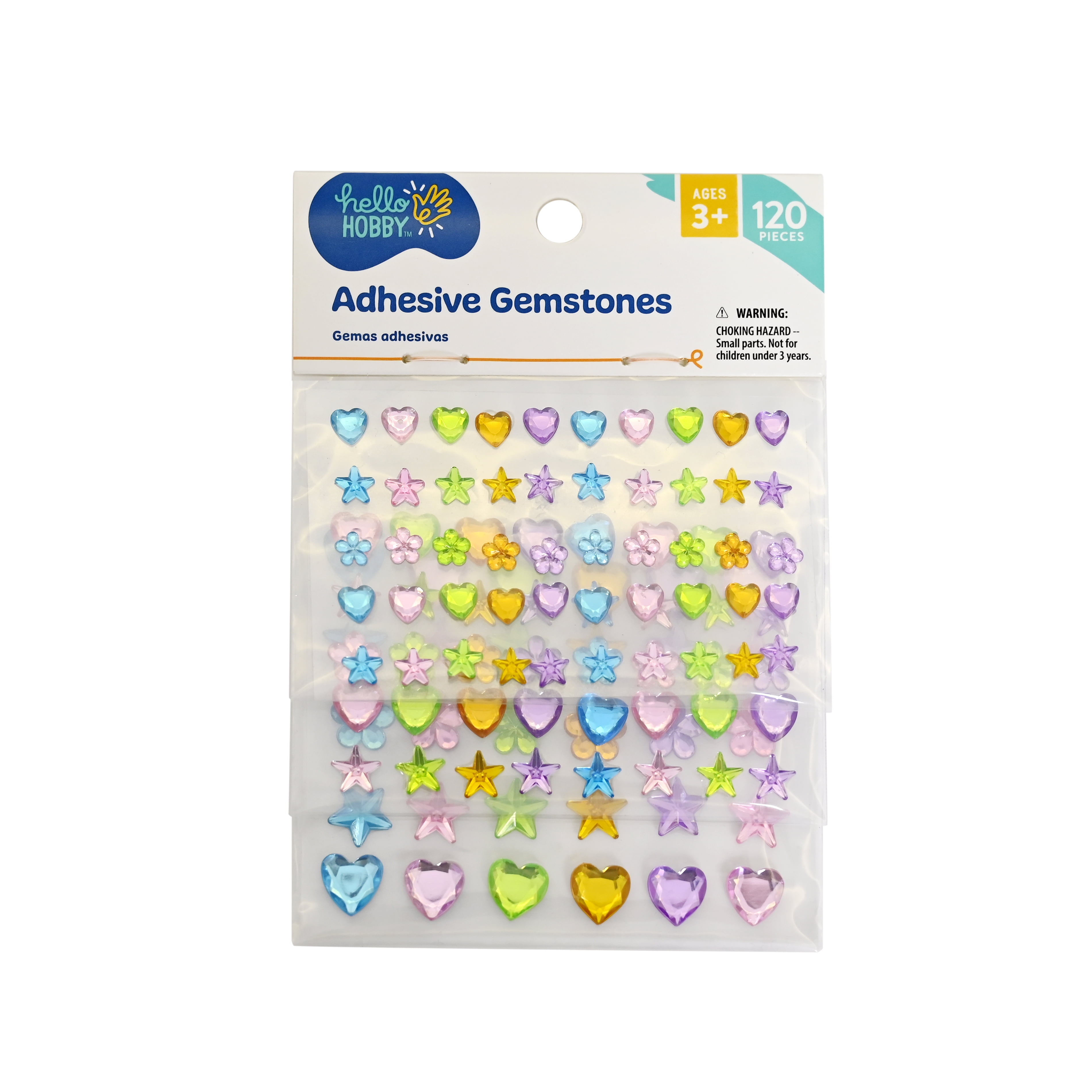 Hello Hobby Round Multicolor Adhesive Gemstones, 120-Piece Set