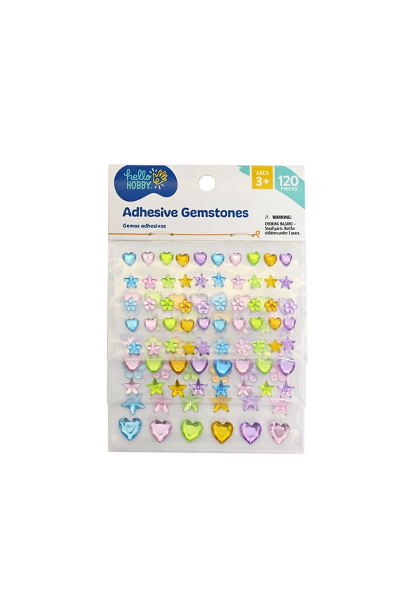 Round Multicolor Adhesive Gemstones, 120-Piece Set