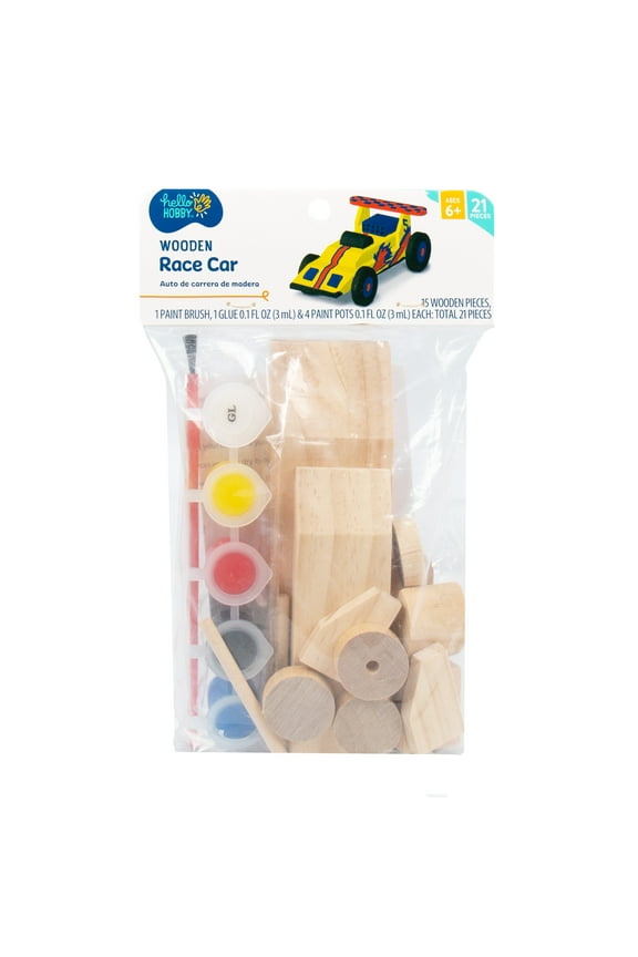 Multicolor Build Your Own Wooden Race Car, 21 Pieces, Boys and Girls, Child, Ages 6+