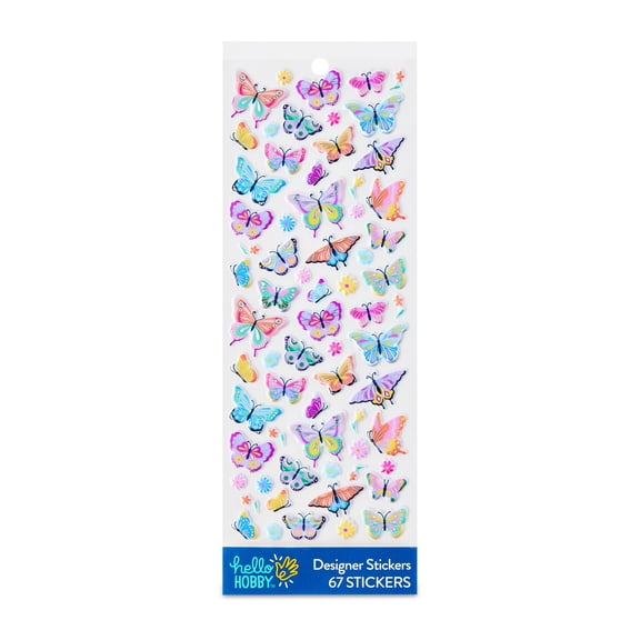 Hello Hobby Multicolor Butterfly Mini Puffy Designer Stickers, 67 Count