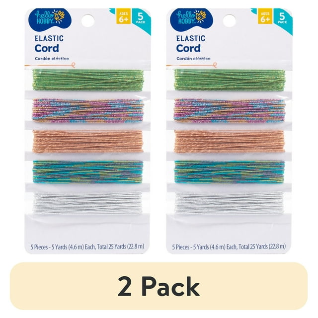 (2 pack) Hello Hobby Multicolor Elastic Rubber Cord, 5-Pack