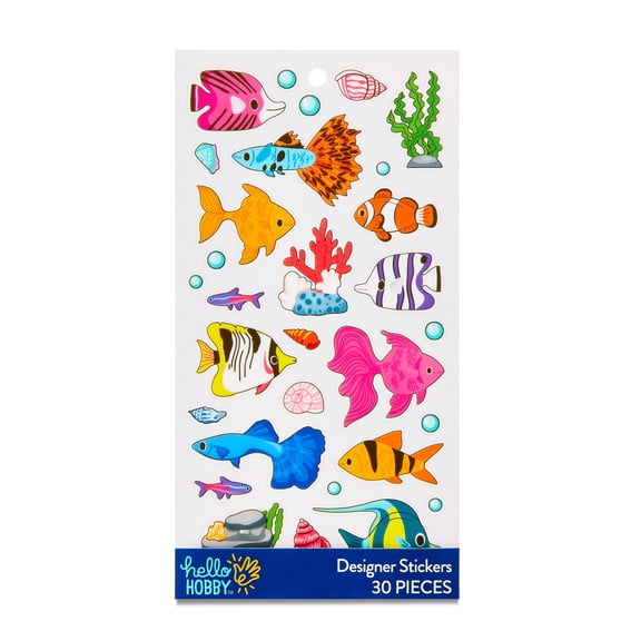 Hello Hobby Multicolor Fish Designer Stickers, 30 Count