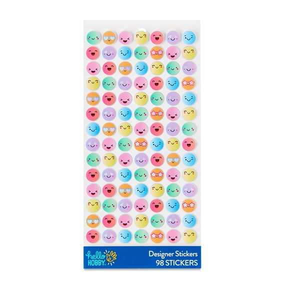 Hello Hobby Multicolor Mini Smiley Face Designer Stickers, 98 Count