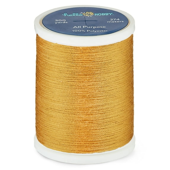 Hello Hobby Mustard Yellow 100% Polyester All Purpose Thread, 300 Yards