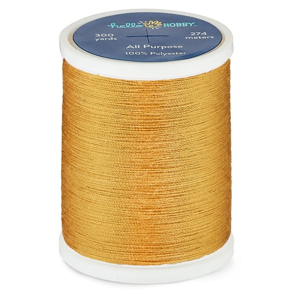 Hello Hobby Mustard Yellow 100% Polyester All Purpose Thread, 300 Yards