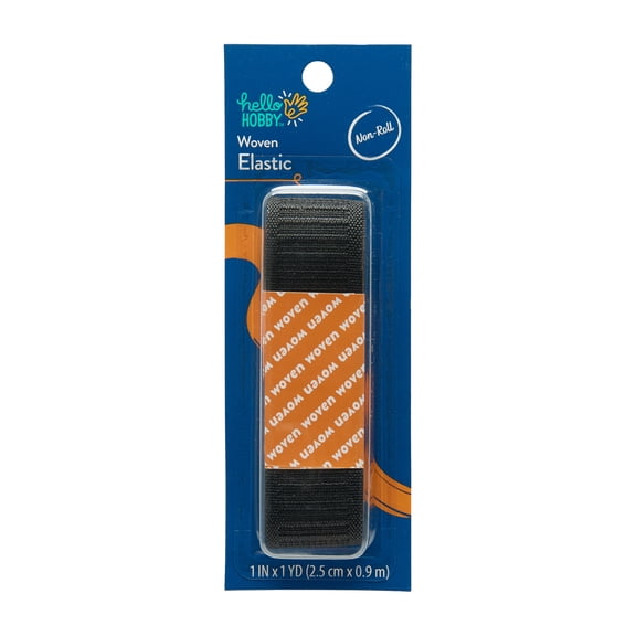 Hello Hobby Non-Roll Elastic, 1" x 1 yd, Black